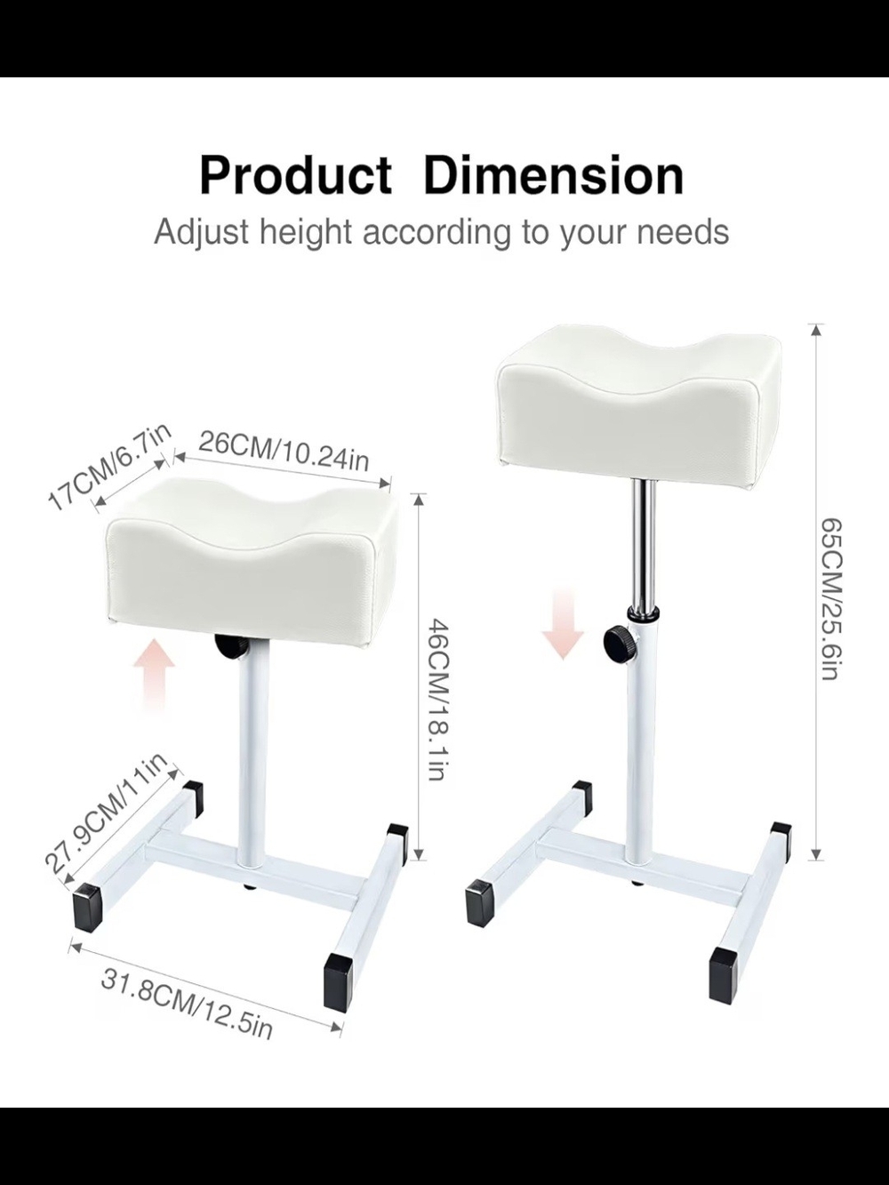 White Salon Footrest Stool Cushion - Leatherette